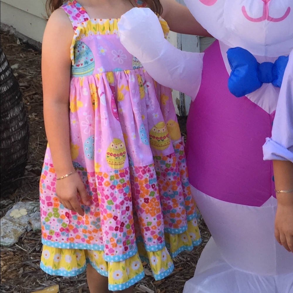 Jelly the Pug Easter Dress Girls Size 4/5 Bow